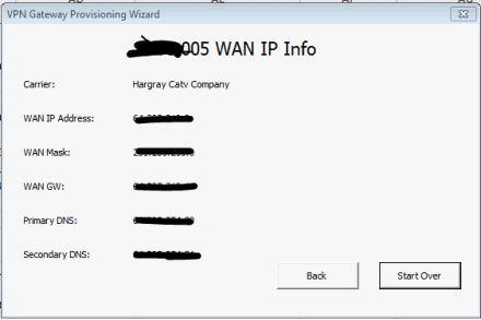 Present the Broadband IP address information to the user for this specific site so they can enter it into the VPN hardware appliance.